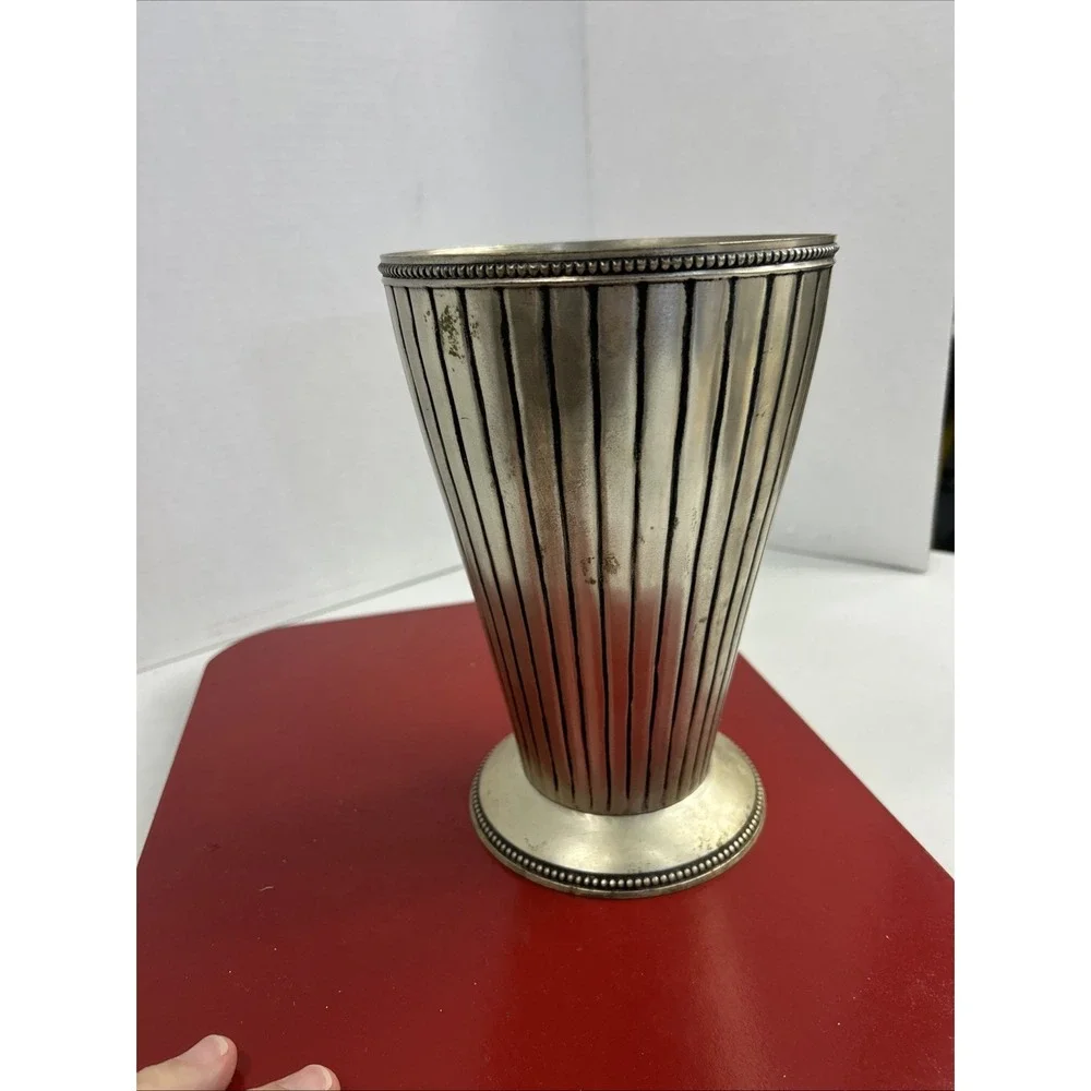 VTG‎ Trumpet Vase Silver Plate Over Copper Heavy 9